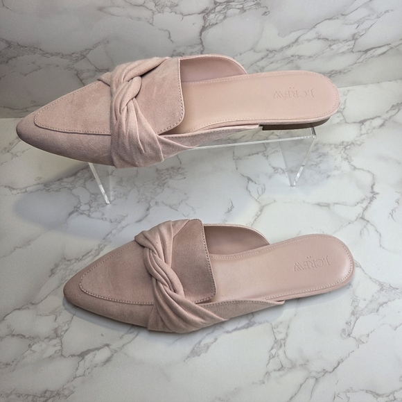 J. Crew Blush Knotted Suede Pointed-Toe Mules - Picture 2 of 5